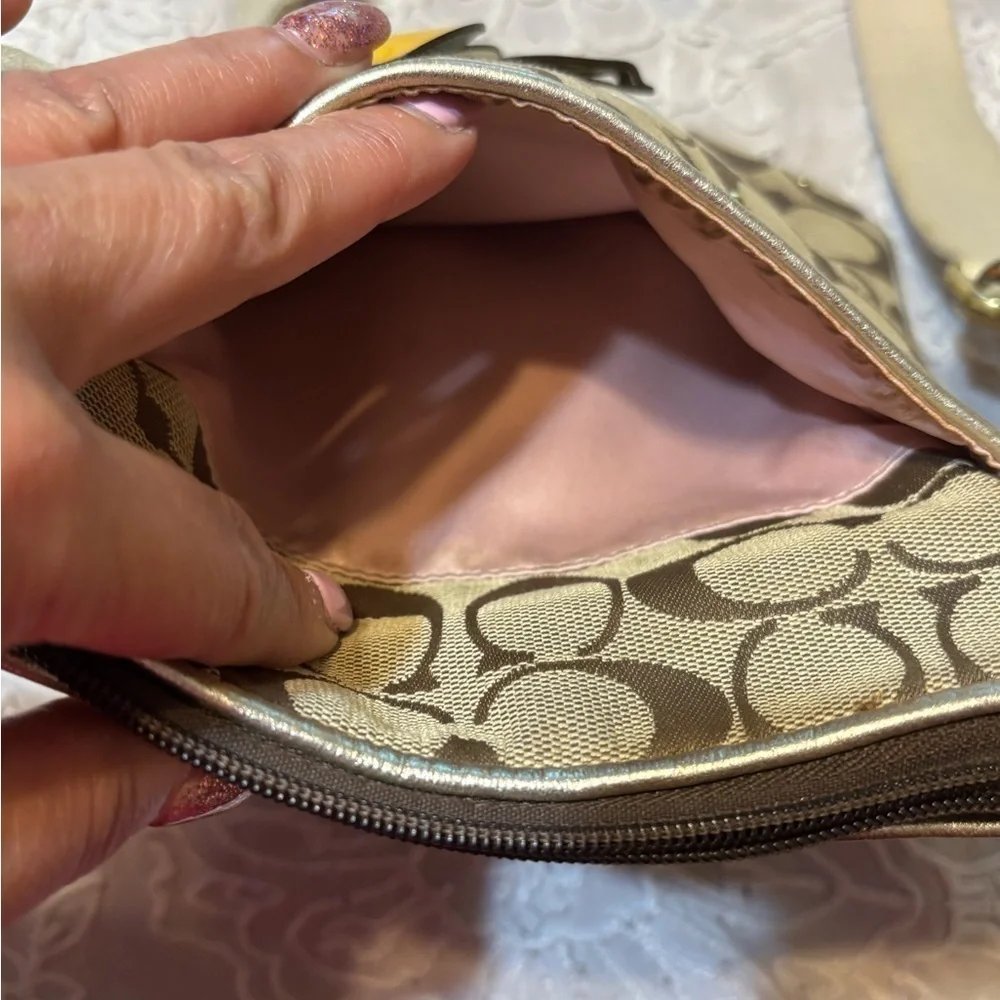 Coach Tan and Yellow Floral Crossbody Bag